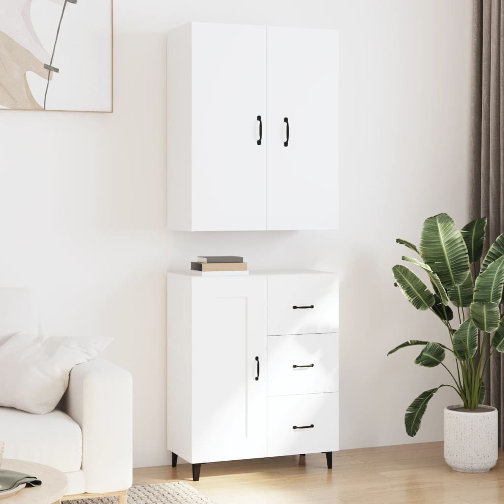 Credenza Bianca 69,5x34x180 cm in Legno Multistrato