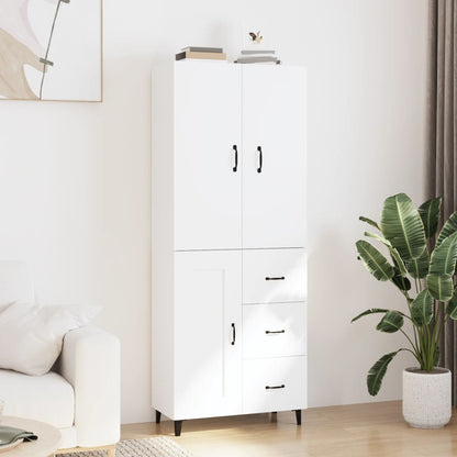 Credenza Bianca 69,5x34x180 cm in Legno Multistrato