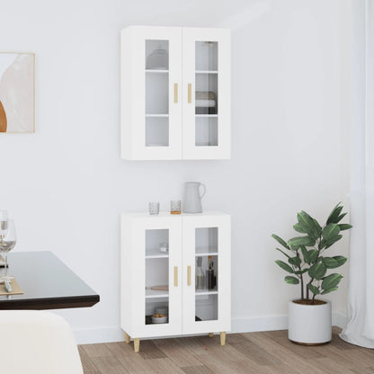 Credenza Bianca 69,5x34x180 cm in Legno Multistrato