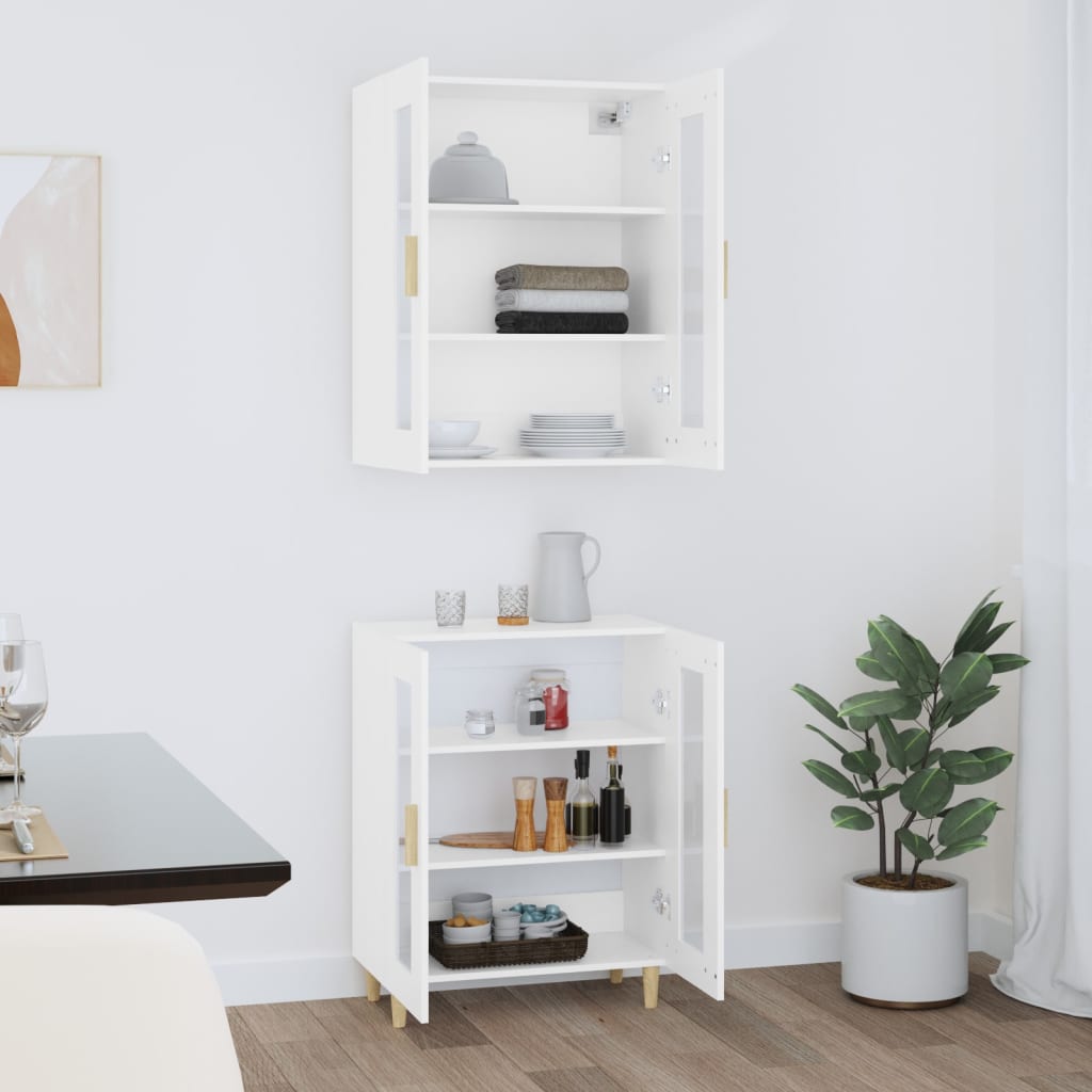 Credenza Bianca 69,5x34x180 cm in Legno Multistrato