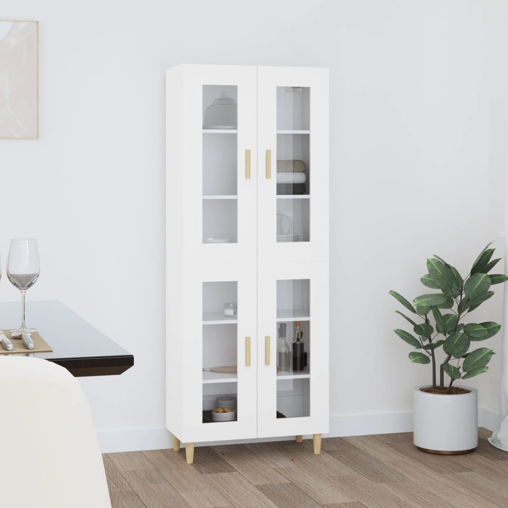 Credenza Bianca 69,5x34x180 cm in Legno Multistrato