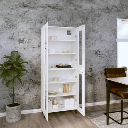 Credenza Bianca 69,5x34x180 cm in Legno Multistrato