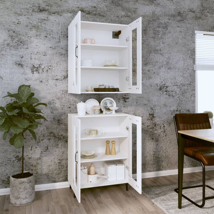 Credenza Bianca 69,5x34x180 cm in Legno Multistrato