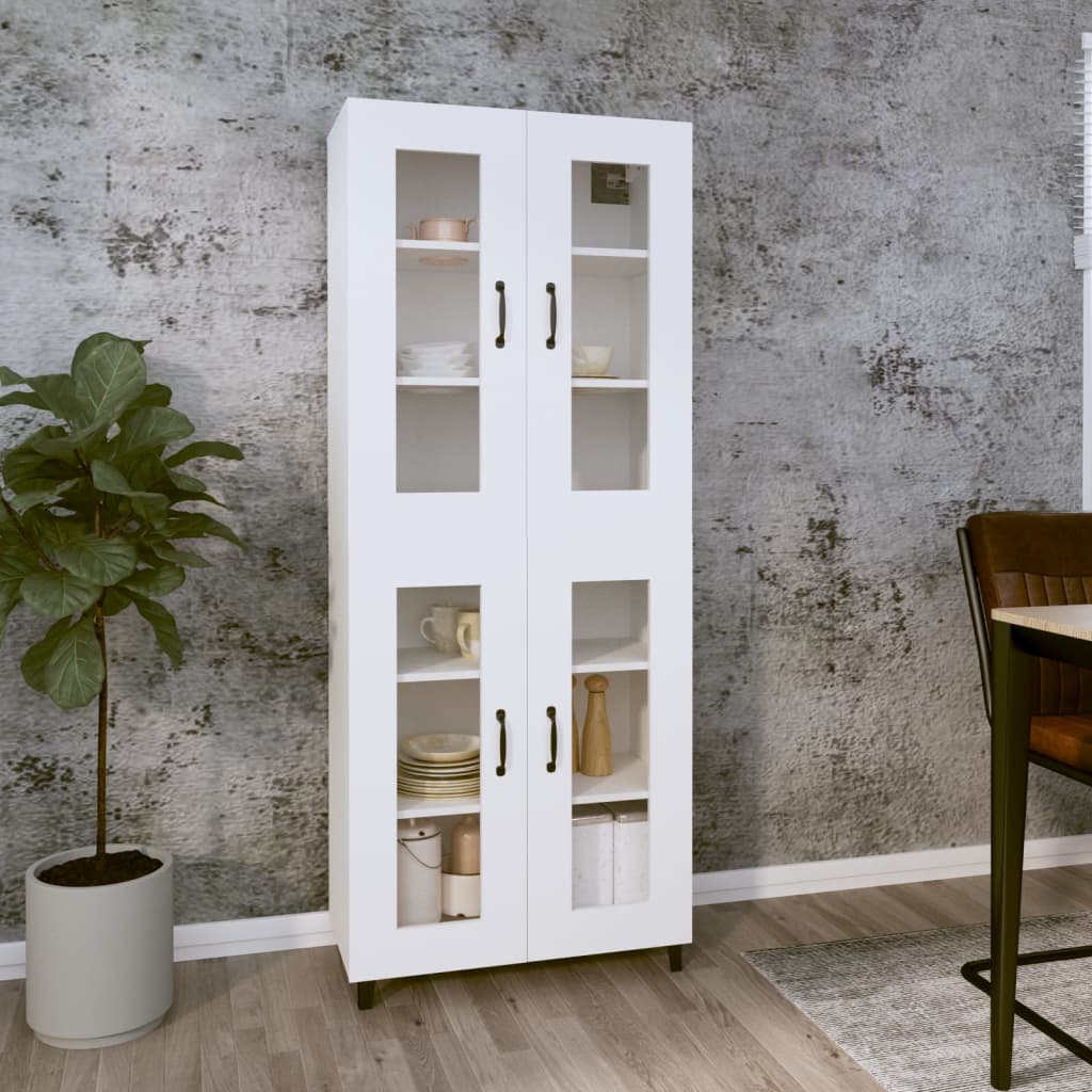 Credenza Bianca 69,5x34x180 cm in Legno Multistrato