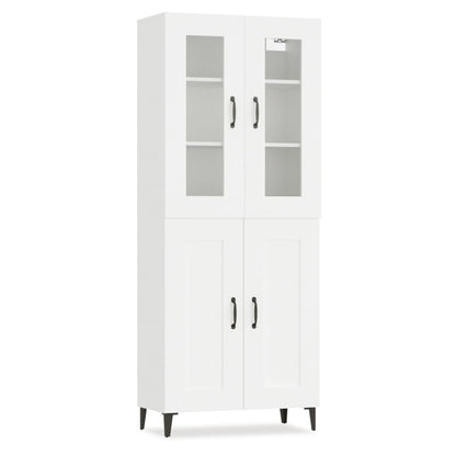 Credenza Bianca 69,5x34x180 cm in Legno Multistrato