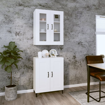 Credenza Bianca 69,5x34x180 cm in Legno Multistrato
