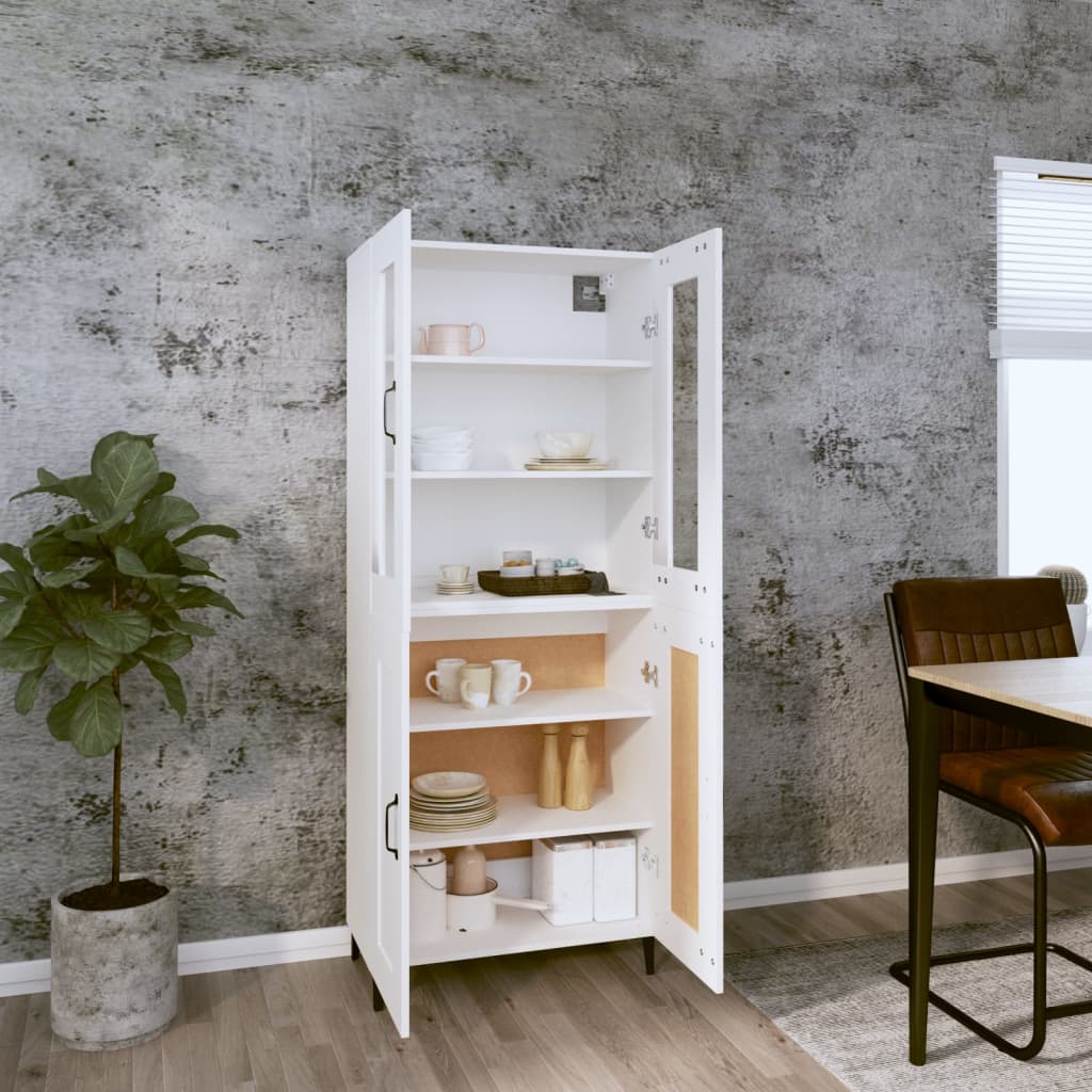 Credenza Bianca 69,5x34x180 cm in Legno Multistrato