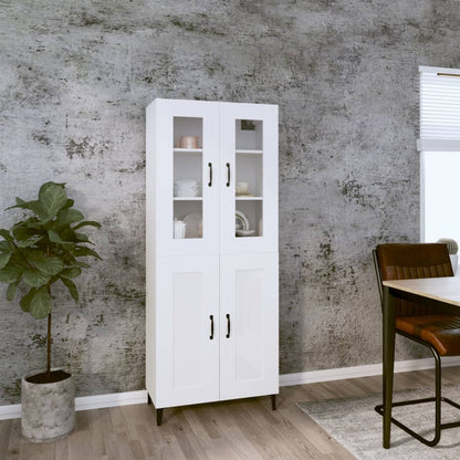 Credenza Bianca 69,5x34x180 cm in Legno Multistrato