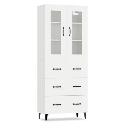 Credenza Bianca 69,5x34x180 cm in Legno Multistrato