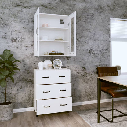 Credenza Bianca 69,5x34x180 cm in Legno Multistrato