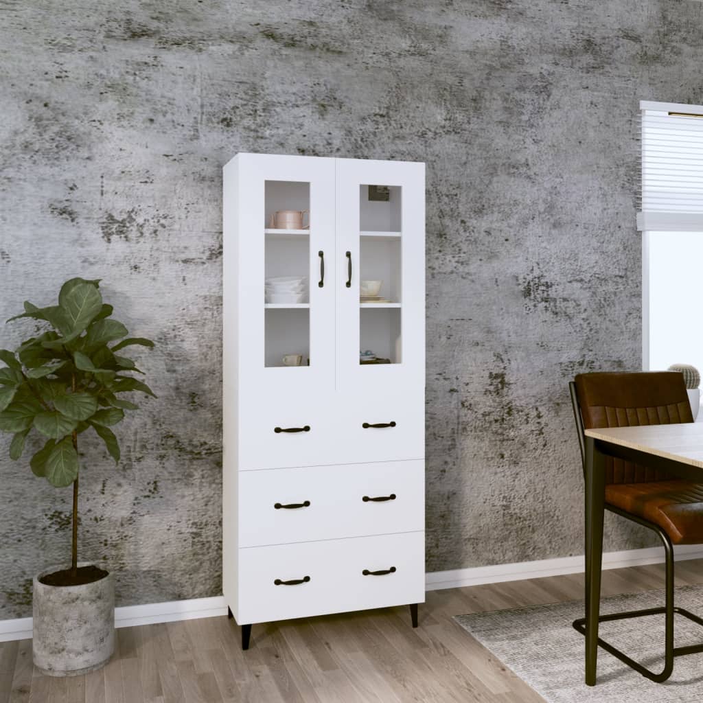 Credenza Bianca 69,5x34x180 cm in Legno Multistrato