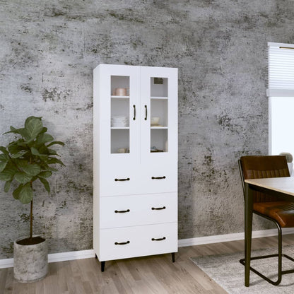 Credenza Bianca 69,5x34x180 cm in Legno Multistrato