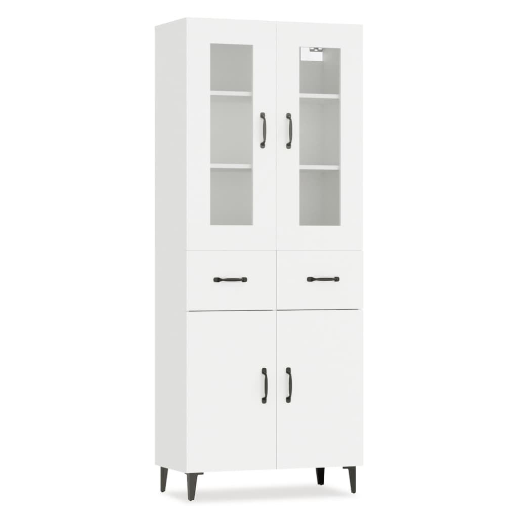 Credenza Bianca 69,5x34x180 cm in Legno Multistrato