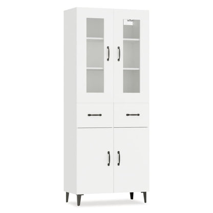 Credenza Bianca 69,5x34x180 cm in Legno Multistrato