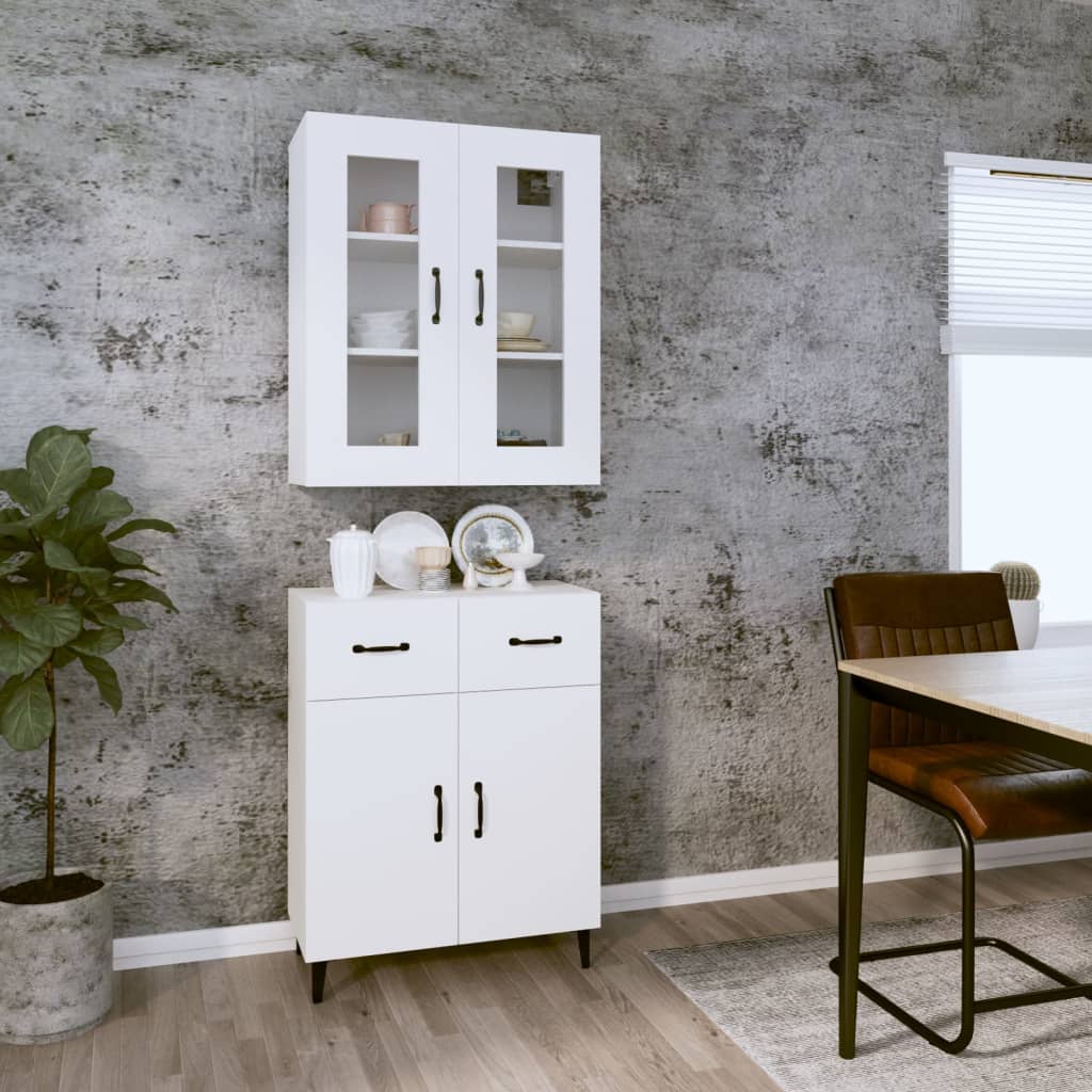 Credenza Bianca 69,5x34x180 cm in Legno Multistrato
