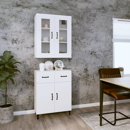 Credenza Bianca 69,5x34x180 cm in Legno Multistrato