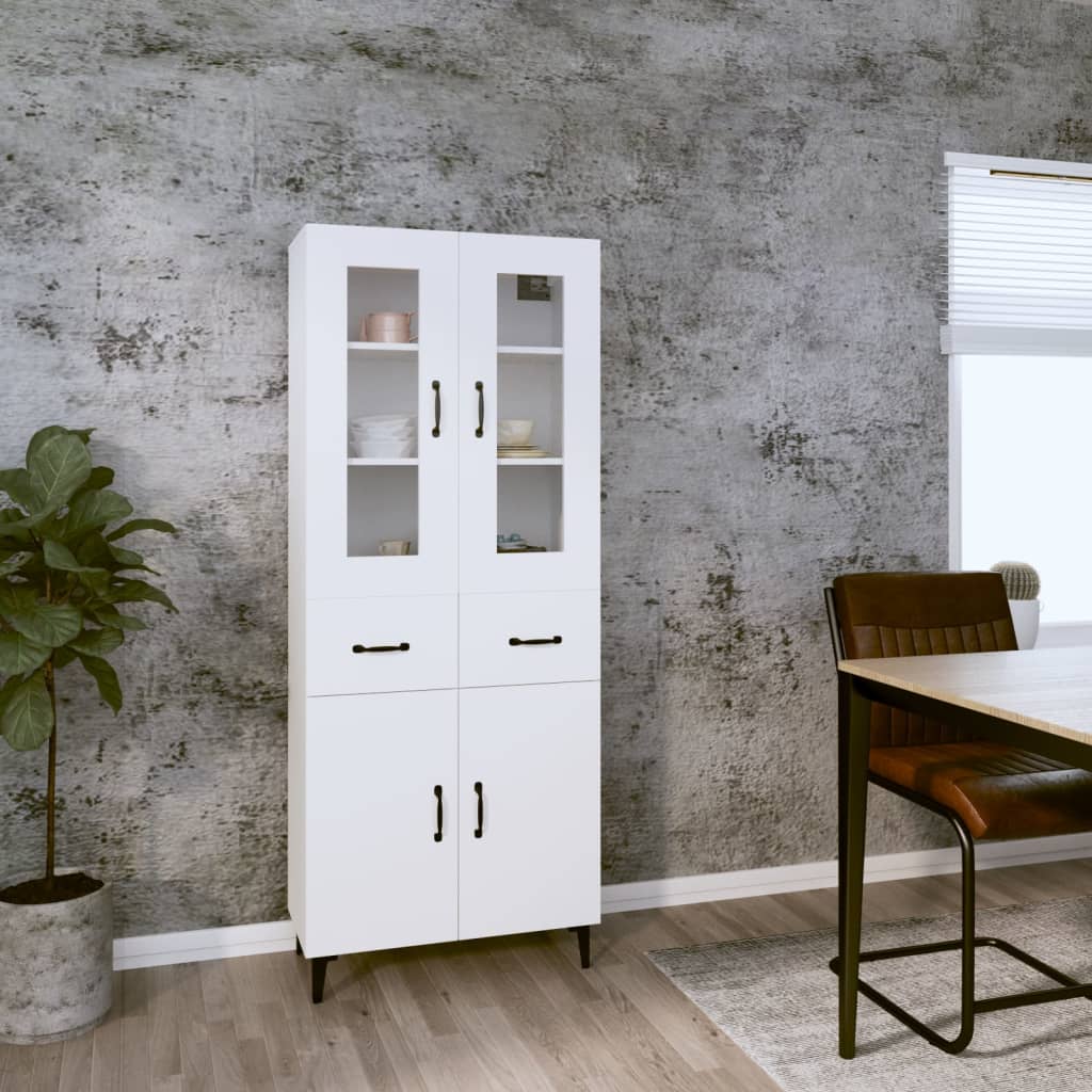 Credenza Bianca 69,5x34x180 cm in Legno Multistrato
