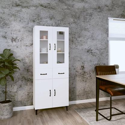 Credenza Bianca 69,5x34x180 cm in Legno Multistrato