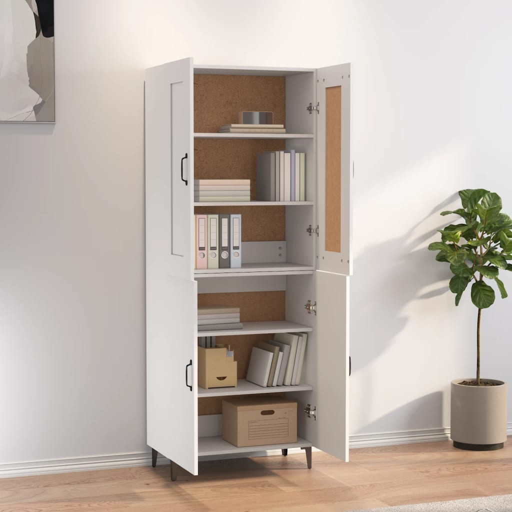 Credenza Bianca 70x34x180 cm in Legno Multistrato