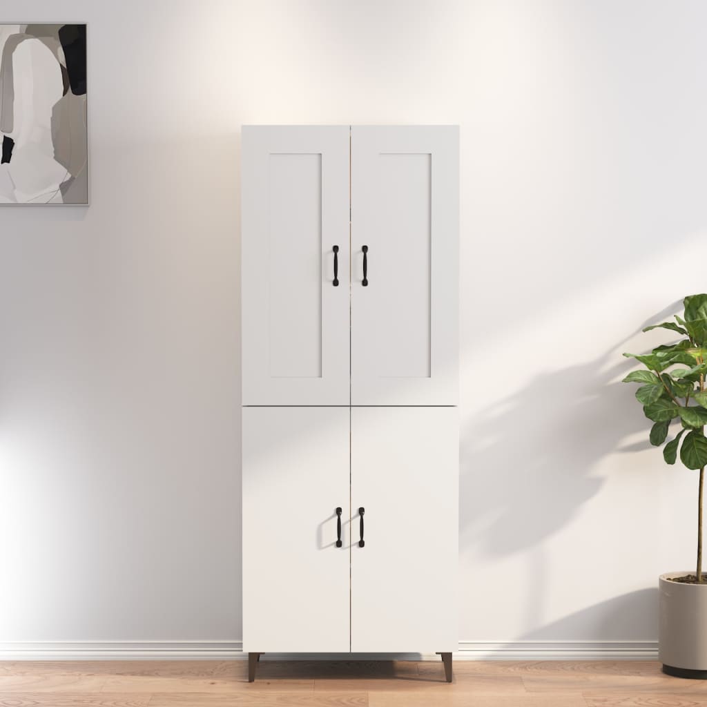 Credenza Bianca 70x34x180 cm in Legno Multistrato
