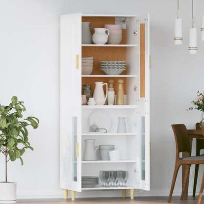 Credenza Bianca 69,5x34x180 cm in Legno Multistrato