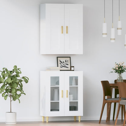 Credenza Bianca 69,5x34x180 cm in Legno Multistrato