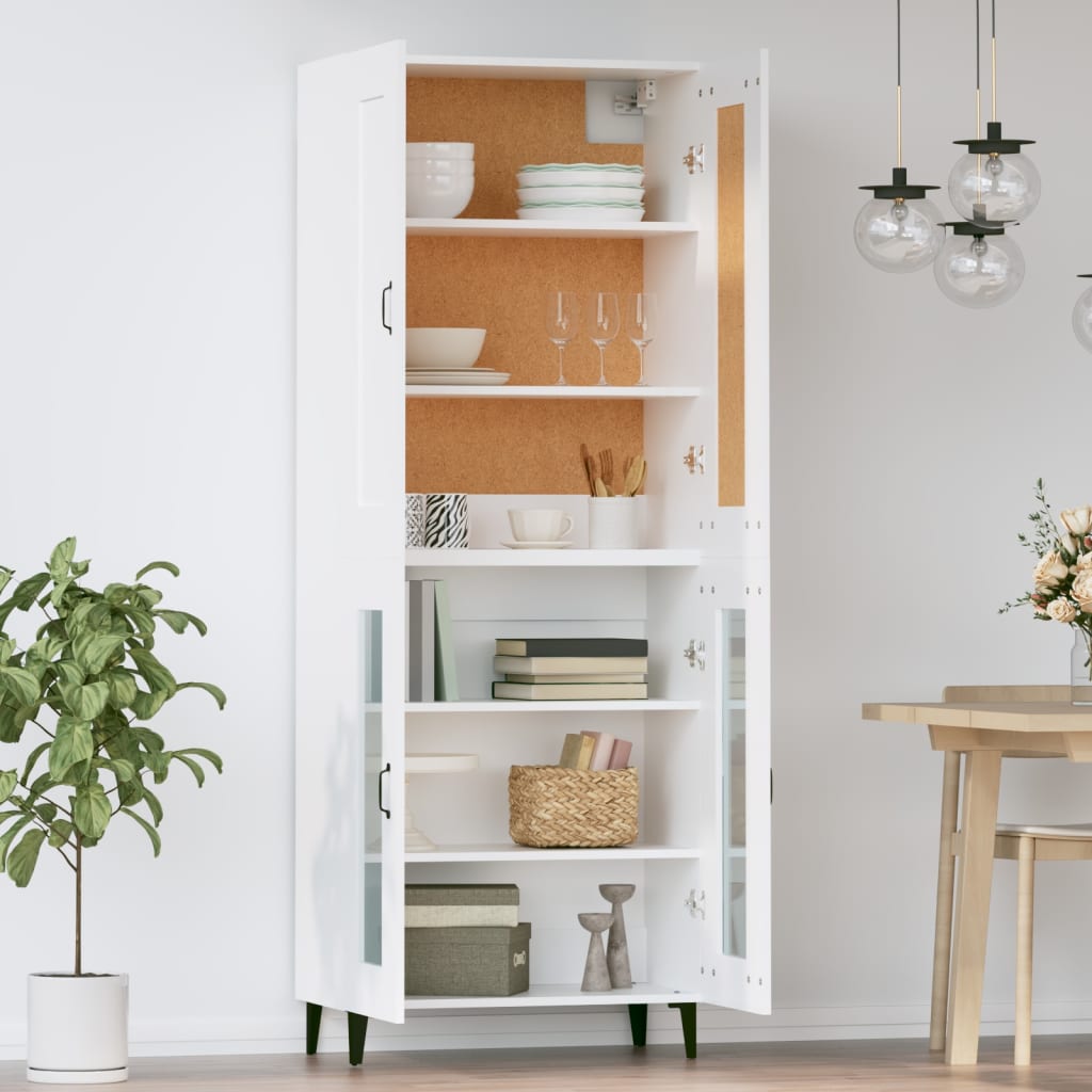 Credenza Bianca 69,5x34x180 cm in Legno Multistrato