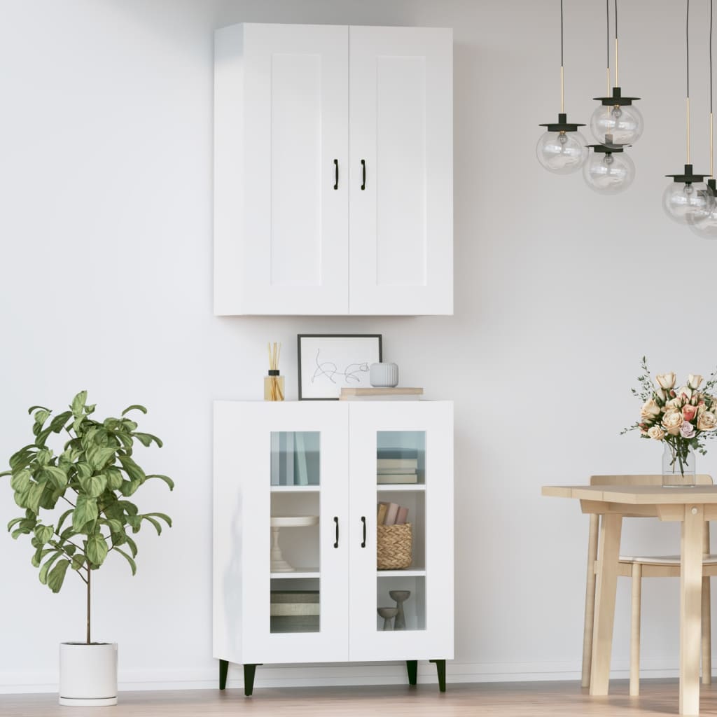 Credenza Bianca 69,5x34x180 cm in Legno Multistrato