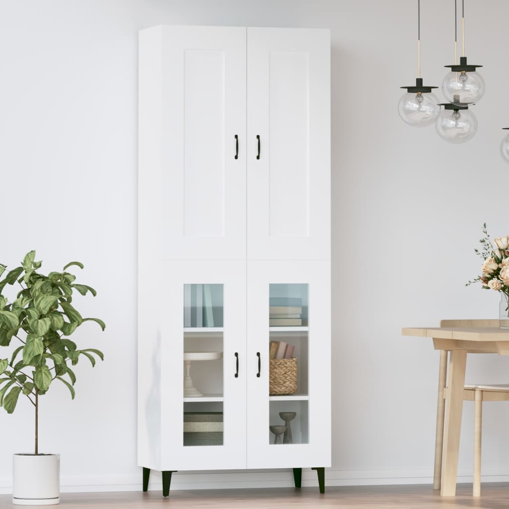 Credenza Bianca 69,5x34x180 cm in Legno Multistrato