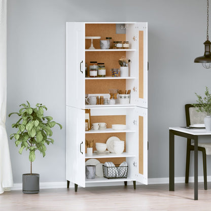 Credenza Bianca 69,5x34x180 cm in Legno Multistrato