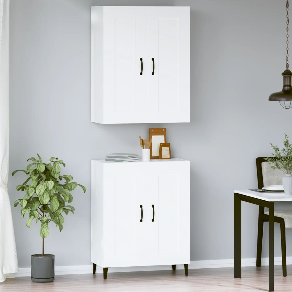 Credenza Bianca 69,5x34x180 cm in Legno Multistrato