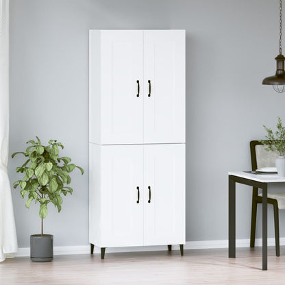 Credenza Bianca 69,5x34x180 cm in Legno Multistrato
