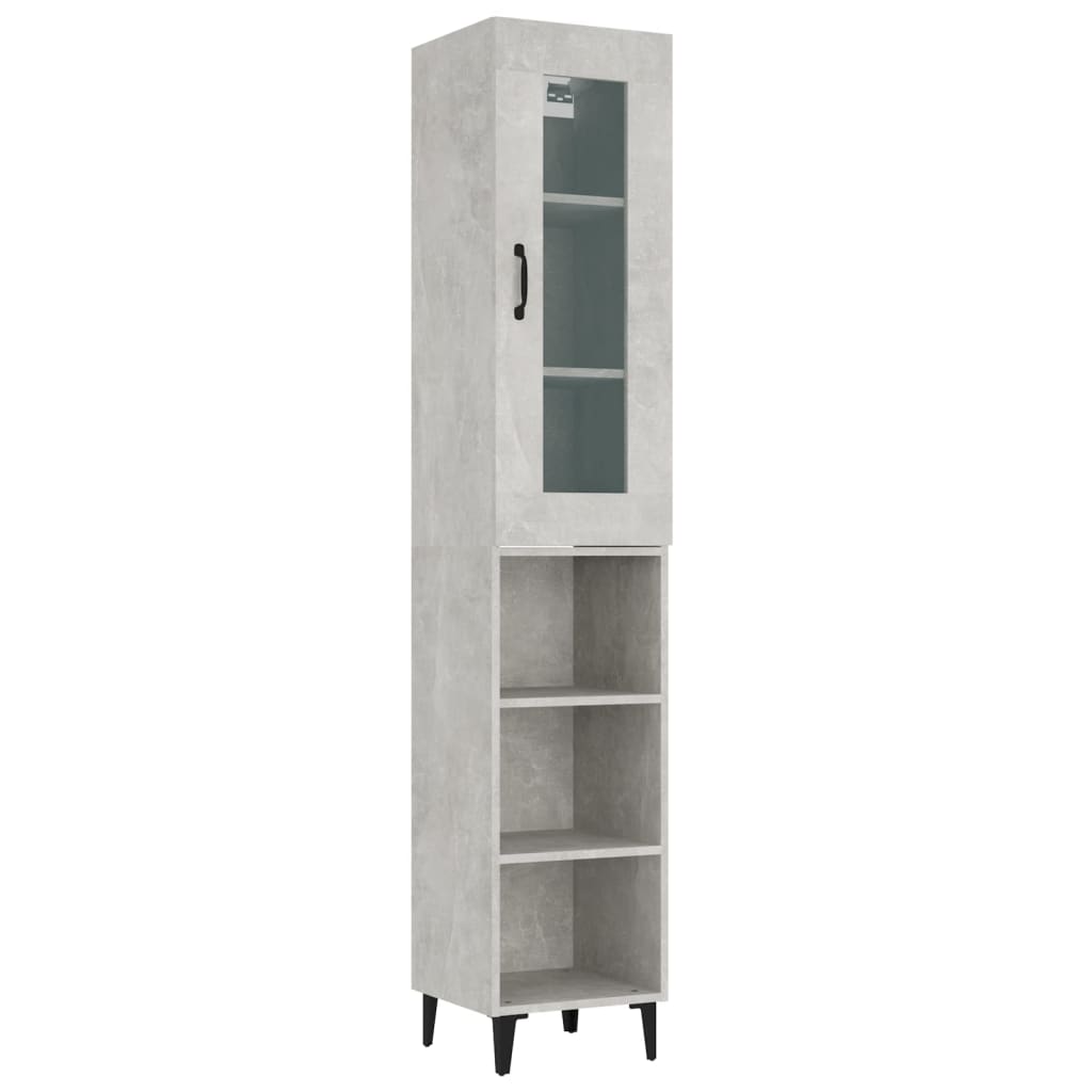 Credenza Grigio Cemento 34,5x34x180 cm in Legno Multistrato
