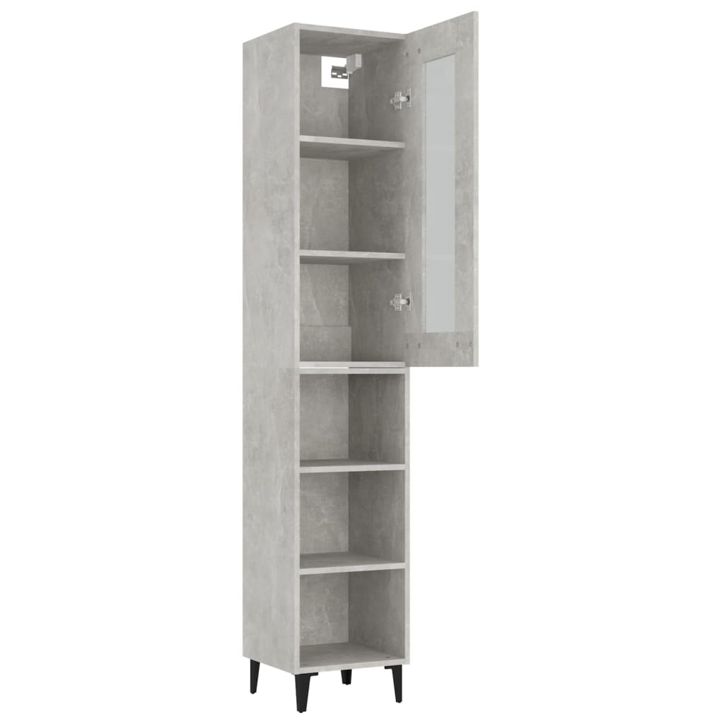 Credenza Grigio Cemento 34,5x34x180 cm in Legno Multistrato