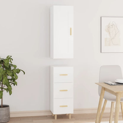 Credenza 35x34x180 cm in Legno Multistrato Bianco Lucido