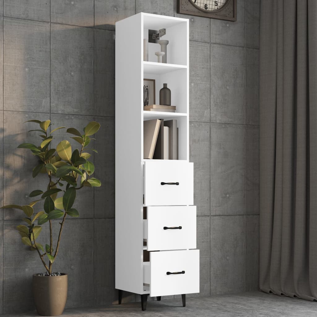 Credenza Bianca 34,5x34x180 cm in Legno Multistrato