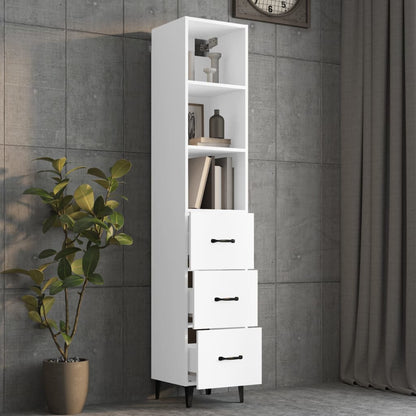Credenza Bianca 34,5x34x180 cm in Legno Multistrato