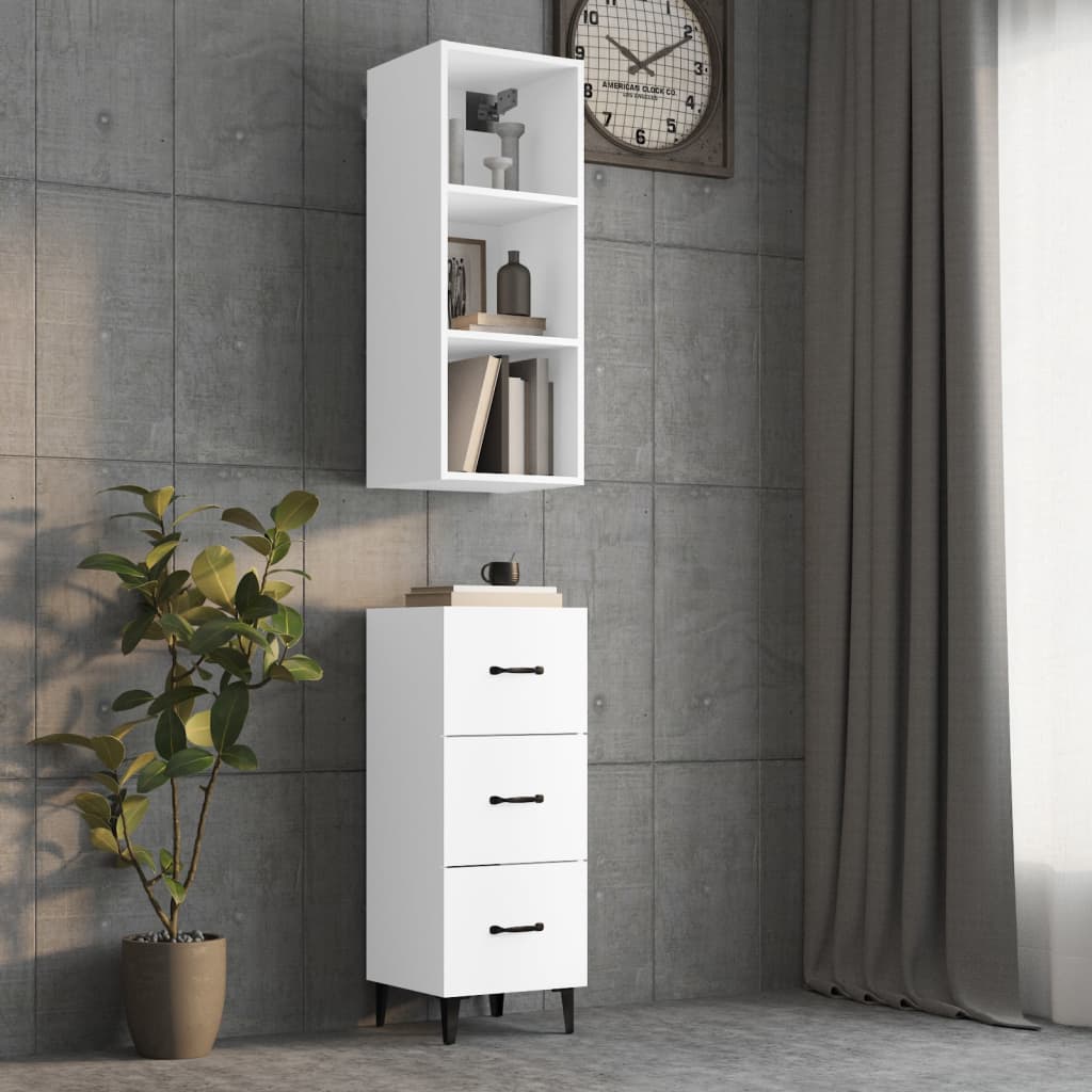 Credenza Bianca 34,5x34x180 cm in Legno Multistrato