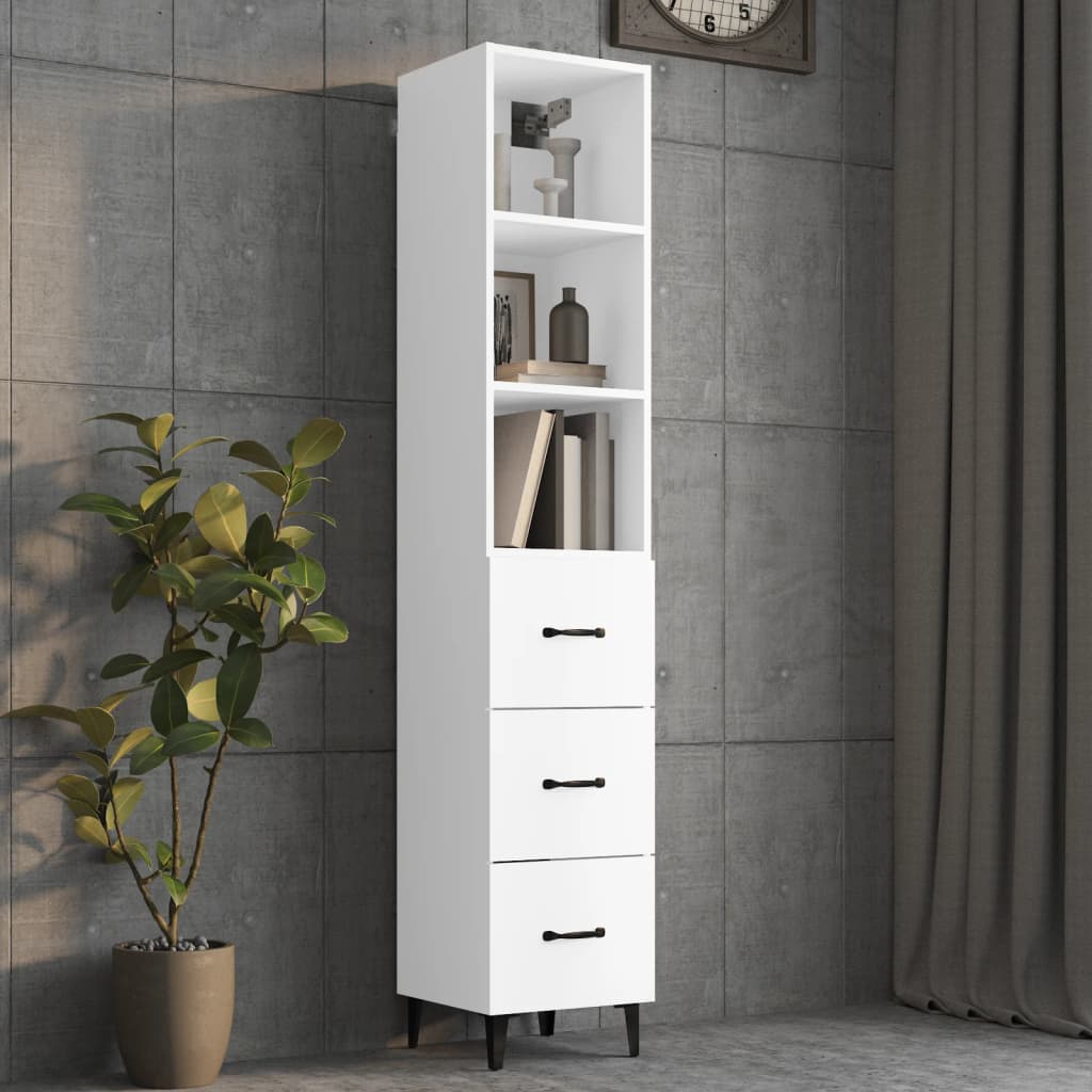 Credenza Bianca 34,5x34x180 cm in Legno Multistrato