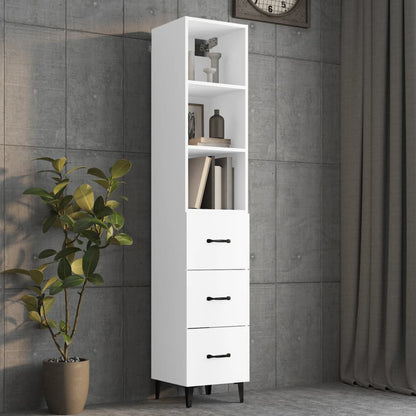 Credenza Bianca 34,5x34x180 cm in Legno Multistrato