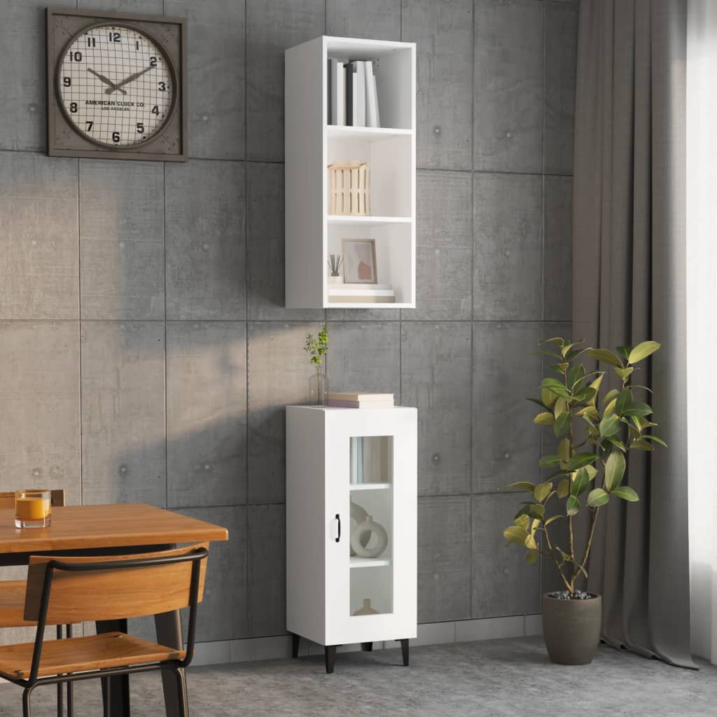 Credenza Bianca 34,5x34x180 cm in Legno Multistrato