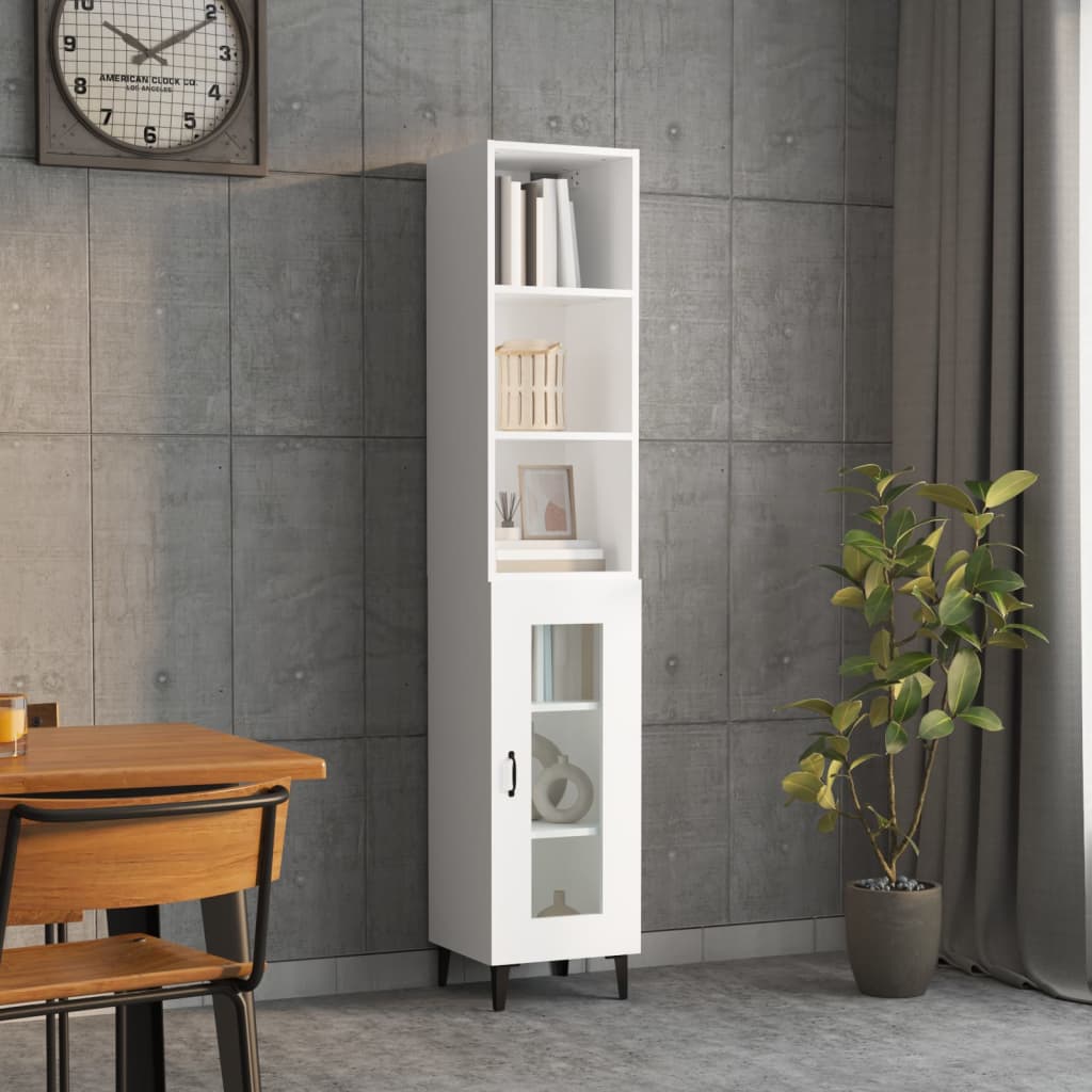 Credenza Bianca 34,5x34x180 cm in Legno Multistrato