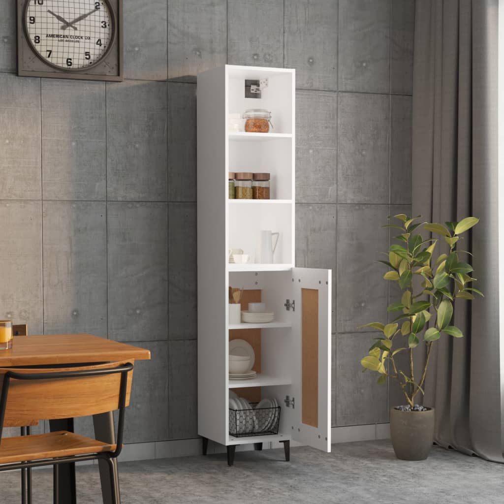Credenza Bianca 34,5x34x180 cm in Legno Multistrato