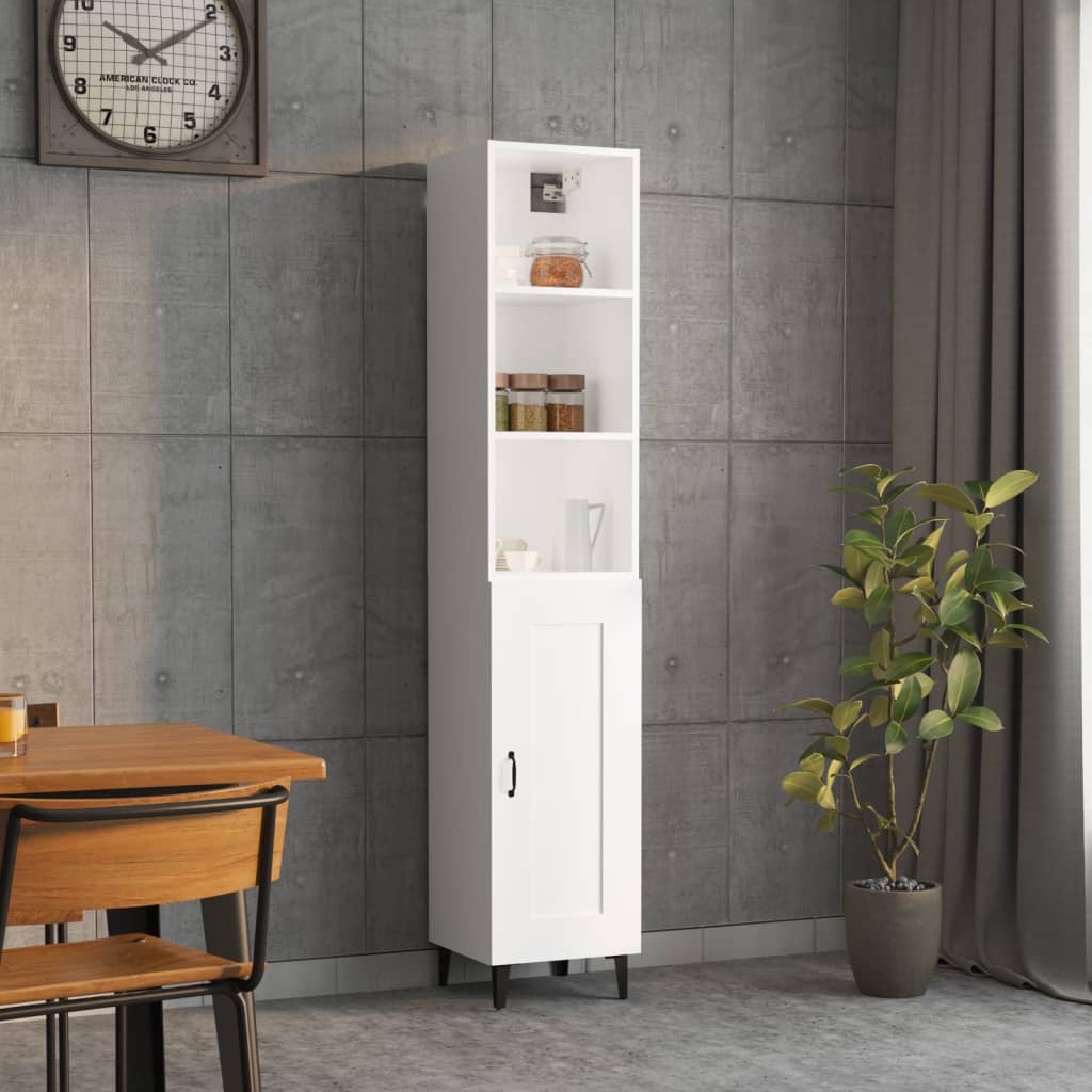 Credenza Bianca 34,5x34x180 cm in Legno Multistrato