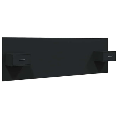 Testiera per Letto con Comodini in Legno Multistrato Nero