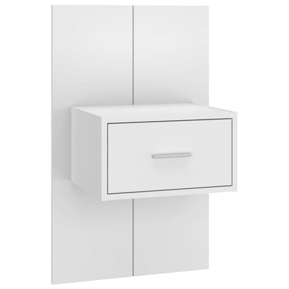 Testiera Letto con Comodini in Legno Multistrato Bianco Lucido