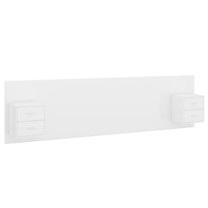 Testiera Letto con Armadietti Legno Multistrato Bianco Lucido