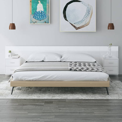 Testiera Letto con Armadietti Legno Multistrato Bianco Lucido