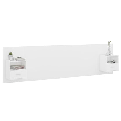 Testiera per Letto con Armadietti in Legno Multistrato Bianco
