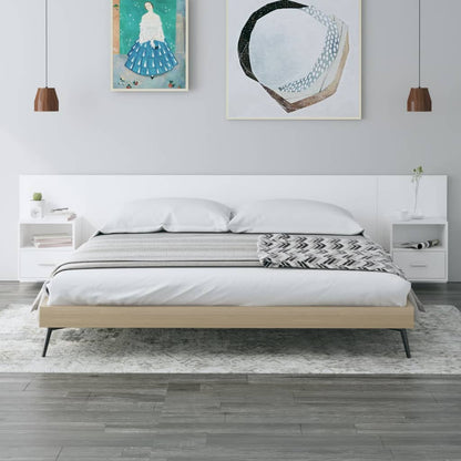 Testiera per Letto con Armadietti in Legno Multistrato Bianco